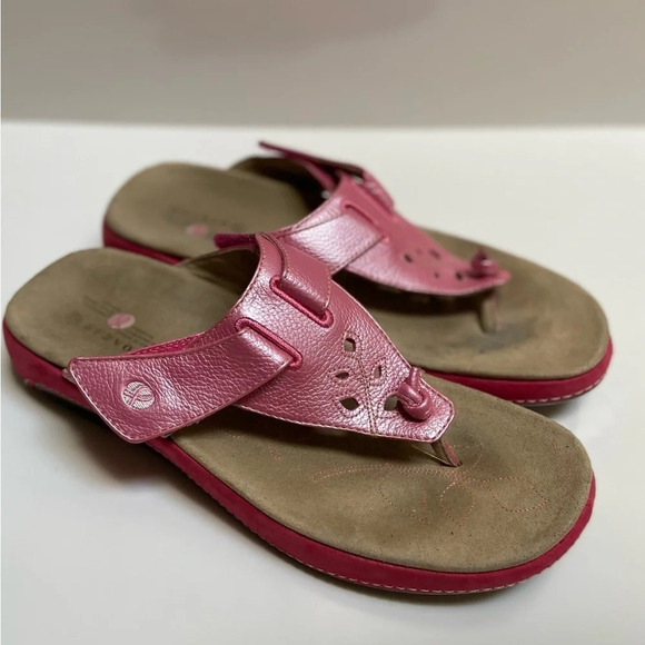 Aravon by New Balance Robin Pink Flip Flop Thong Leather Sandal Sz 11 D - Picture 3 of 9